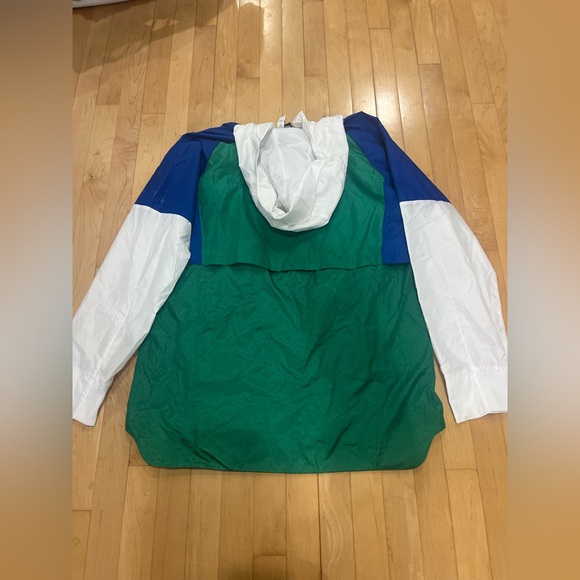 Adidas Green and Blue Windbreaker Jacket with a Hood - Picture 8 of 11